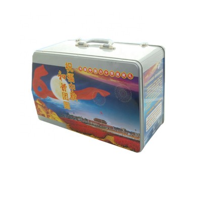 Customized Big Tin box with handle Cookies metal tin can  Gift tin box